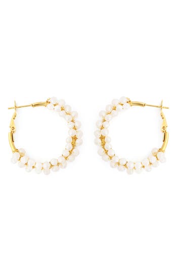 Panacea Faux Pearl Wrapped Hoop Earrings