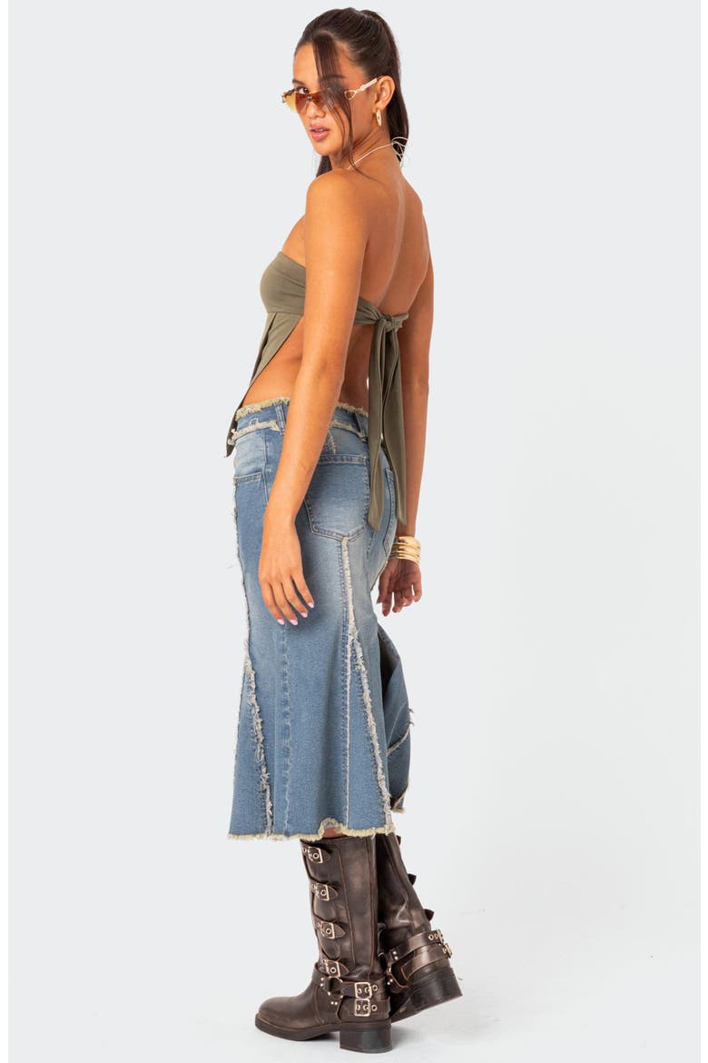 Arabella Distressed Denim Midi Skirt, Alternate, color, BLUE-WASHED