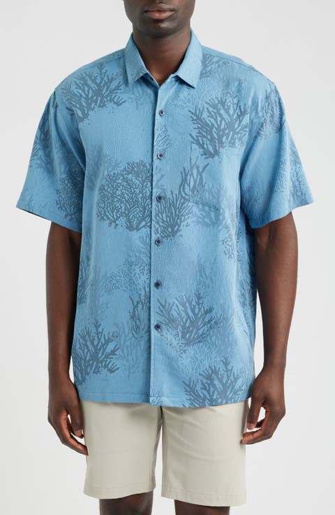 Humu Hideout Jacquard Short Sleeve Button-Up Shirt