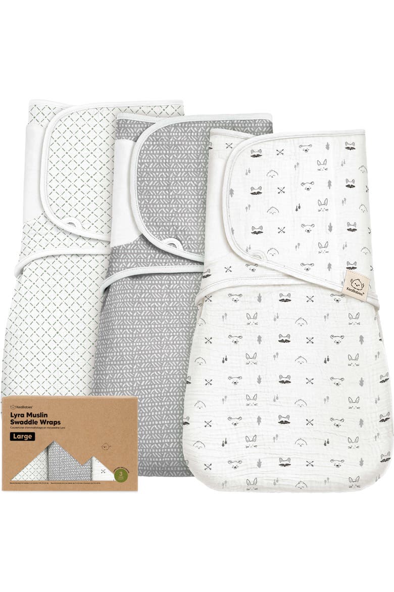 3-Pack Lyra Muslin Swaddle Wraps, Main, color, Nordic