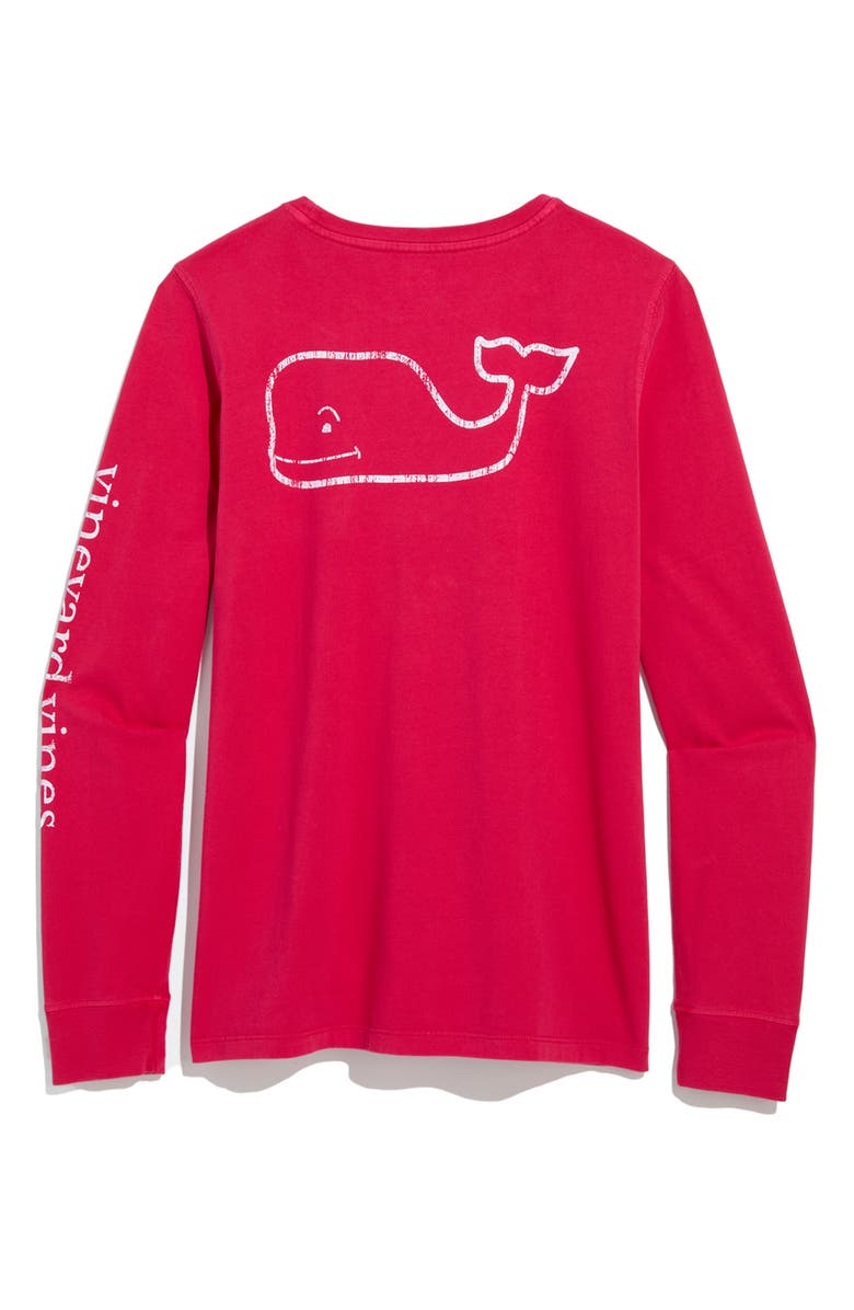 vineyard vines Whale Graphic Long Sleeve Pocket T-Shirt, Alternate, color, Charm Pink
