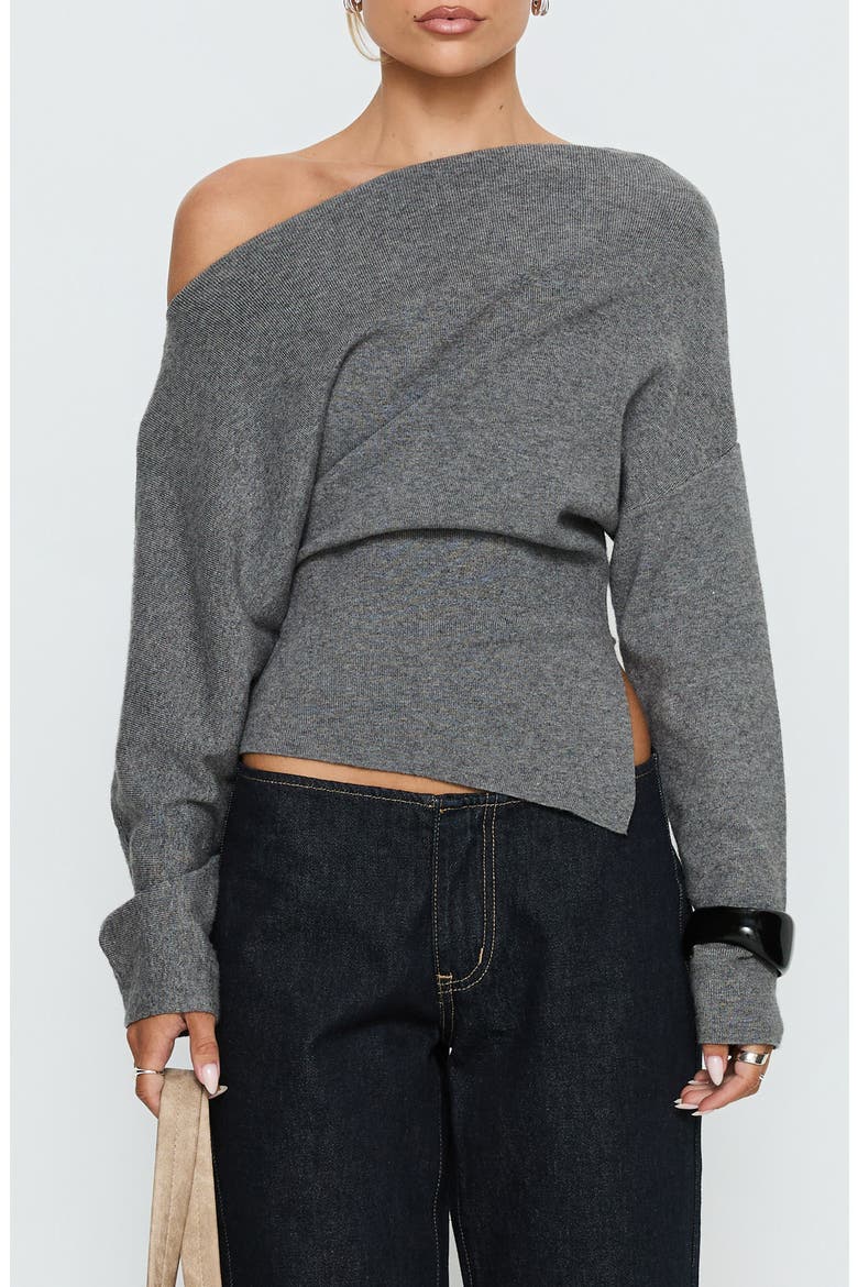 Kaelith One-Shoulder Sweater, Main, color, DARK GREY