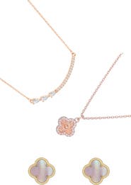 Adornia 14k Rose Gold Plated 3-Piece Necklace & Earrings Set