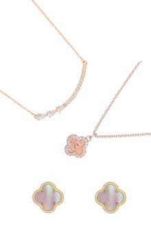 14k Rose Gold Plated 3-Piece Necklace & Earrings Set