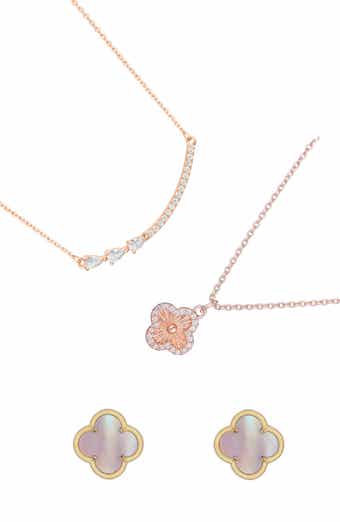 14k Rose Gold Plated 3-Piece Necklace & Earrings Set