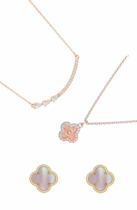 14k Rose Gold Plated 3-Piece Necklace & Earrings Set