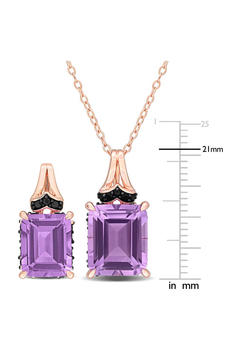 Emerald-Cut Rose de France Amethyst Earrings & Necklace Set, Alternate, color, PURPLE