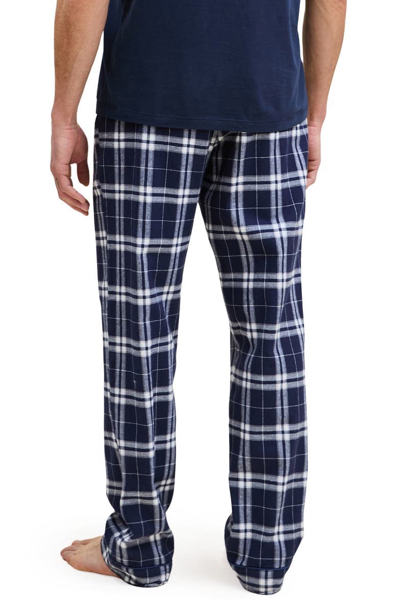 Petite Plume Oxford Tartan Cotton Pajama Pants, Alternate, color, Navy