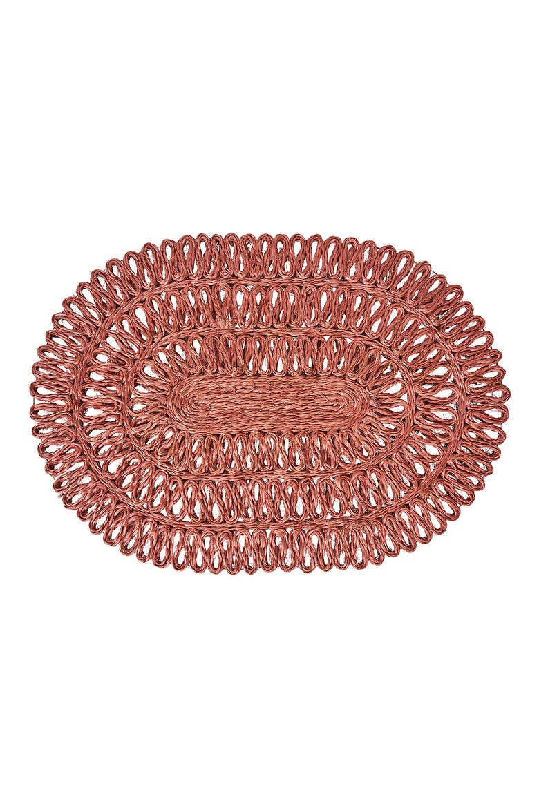 Straw Loop Oval Placemat, Main, color, CORAL