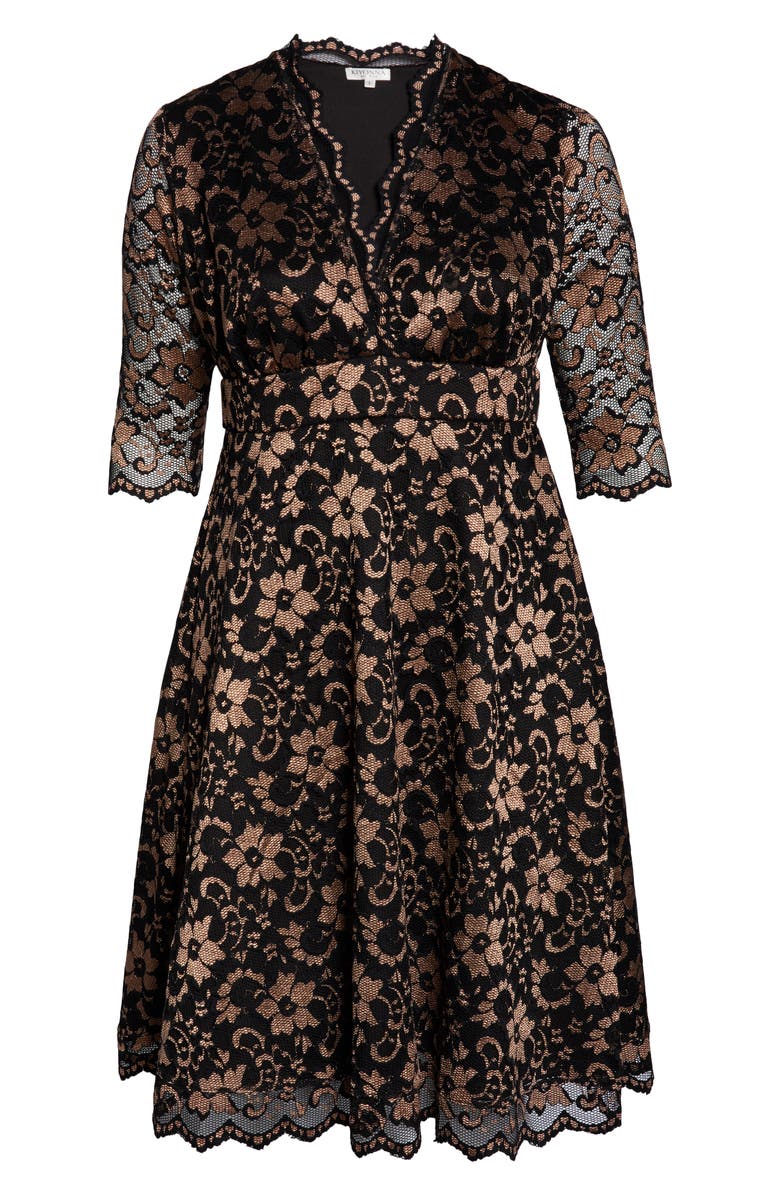 Kiyonna Mon Cheri Lace Cocktail Dress, Alternate, color, Black