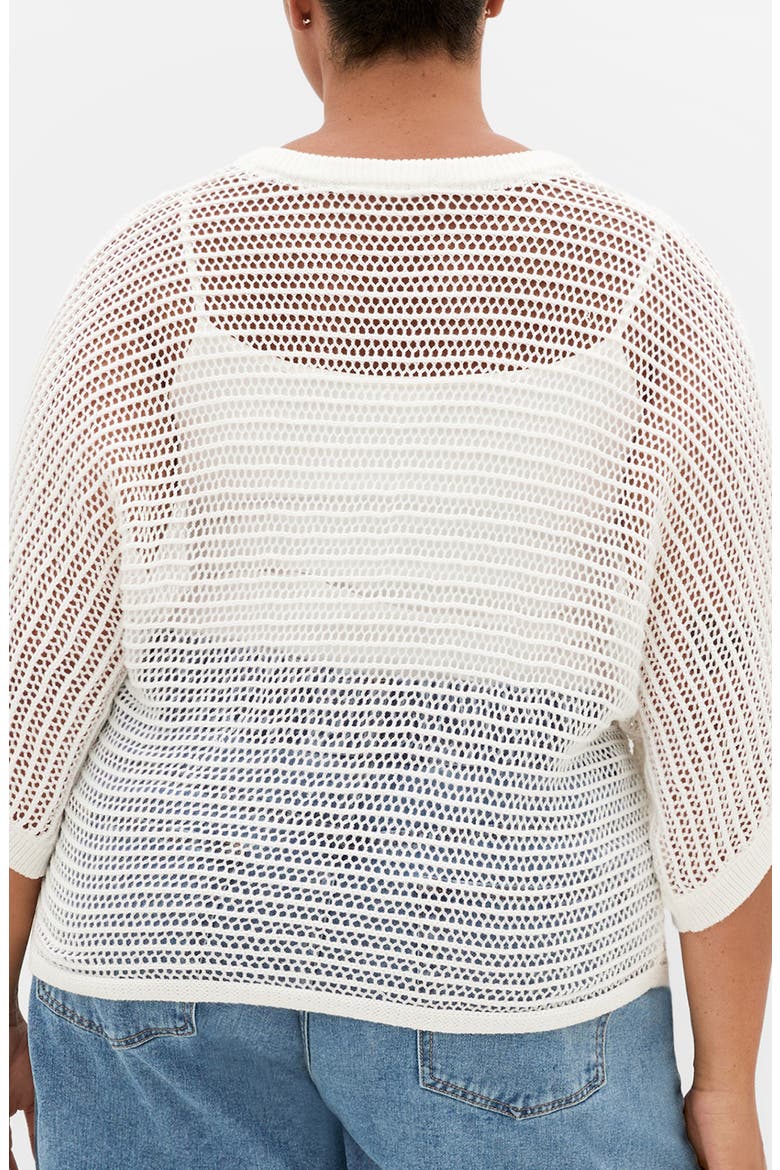 Resort Sheer Open Knit Top, Alternate, color, CREME