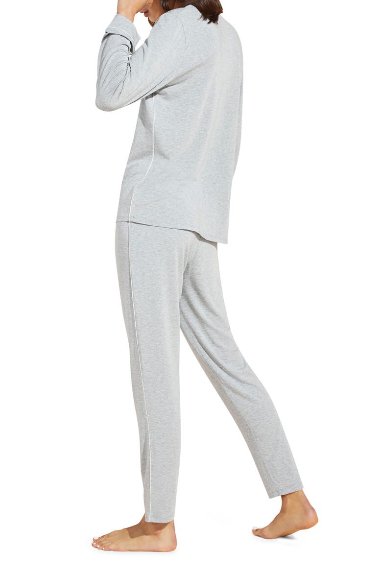 Gisele Slim Jersey Knit Pajamas, Alternate, color, HEATHER GREY/ SORBET PINK