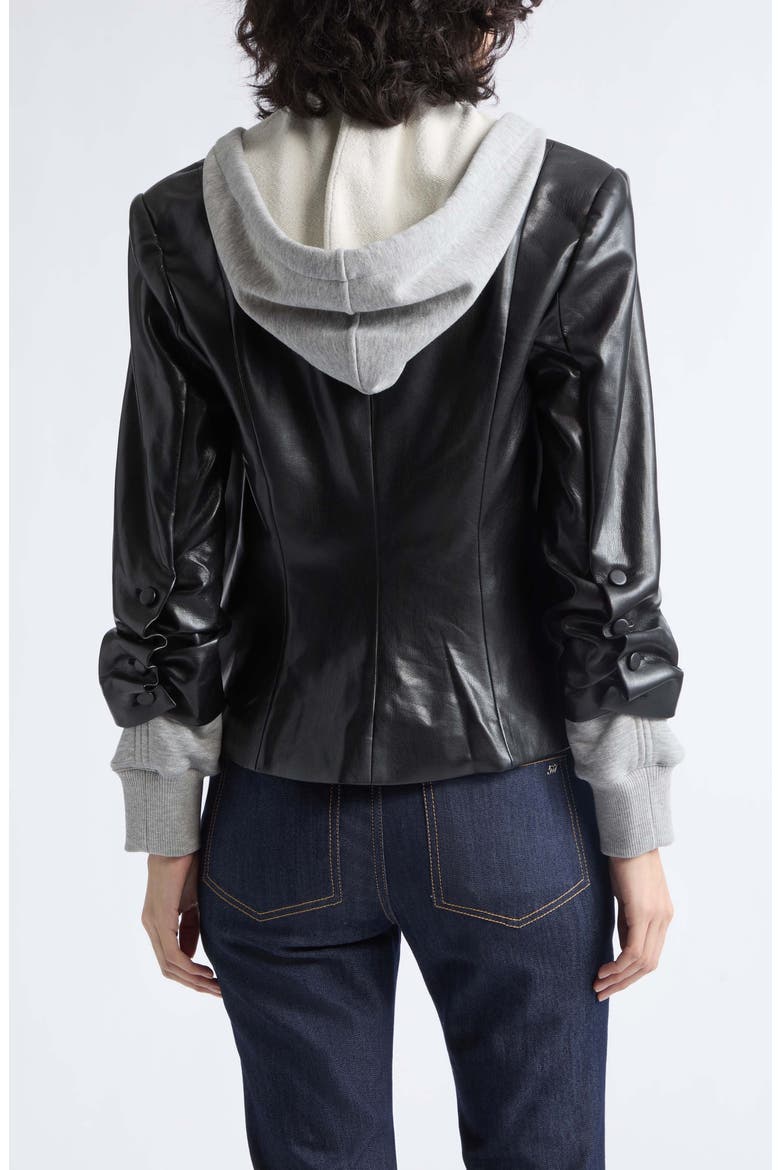 Le Petit Khloe Faux Leather Blazer, Alternate, color, BLACK/ HEATHER GREY