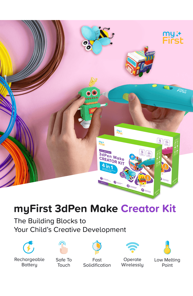 myFirst 3dPen Make Creator Kit Filaments For Kids, Alternate, color, Blue