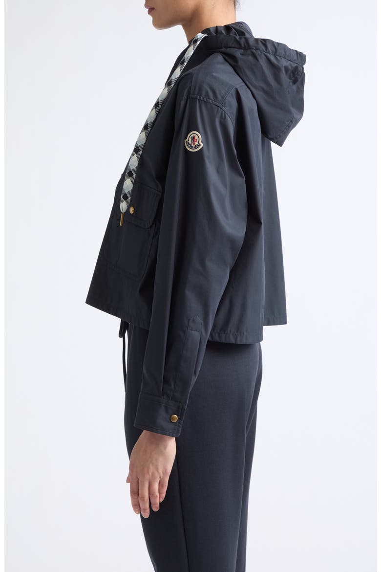 Hooded Cotton & Nylon Shirt Jacket, Alternate, color, BLUE