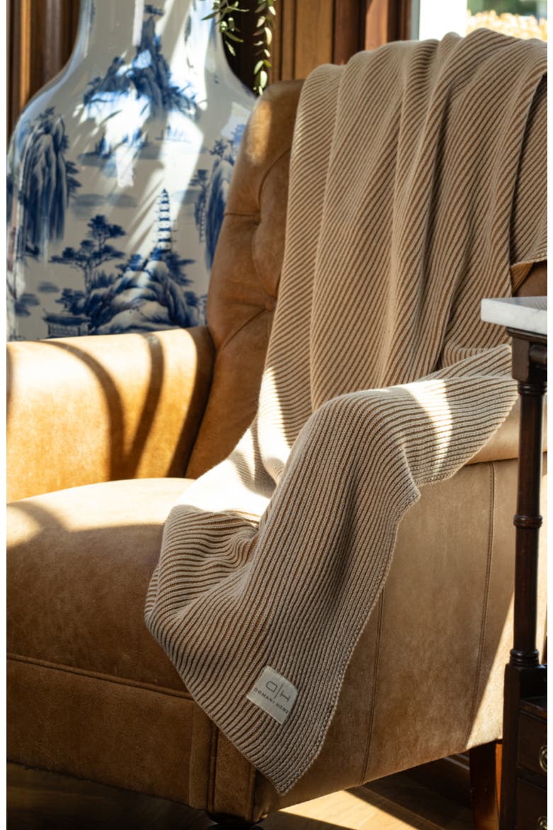 Rib Knit Throw Blanket, Alternate, color, BROWN