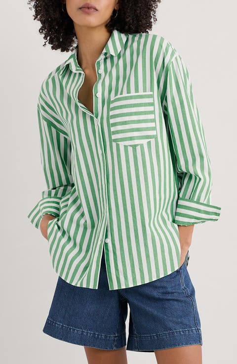 Sea Path Oversize Organic Cotton Poplin Button-Up Shirt