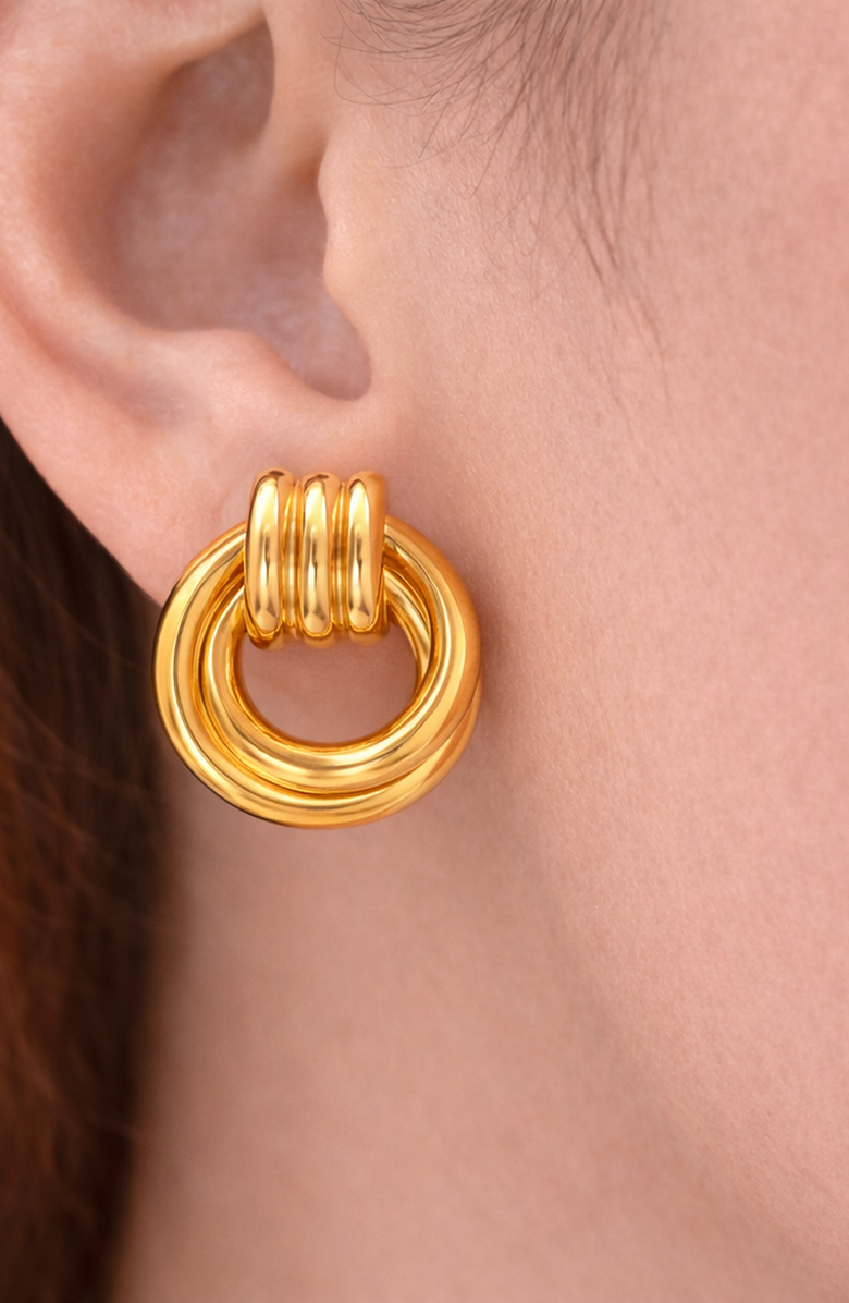 Kellery Sculptural Knot Drop Earrings Stainless Steel, Alternate, color, Gold