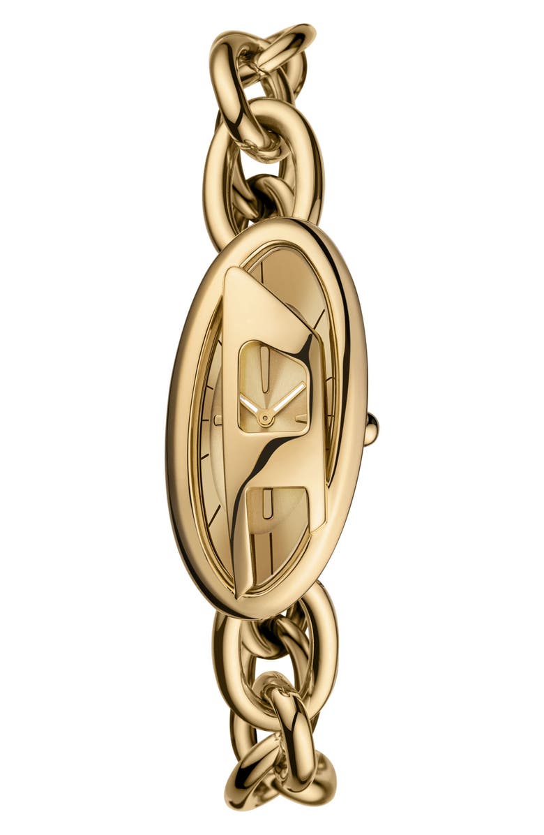 DIESEL<sup>®</sup> D-Era Oval Goldtone Bracelet Watch, 39mm x 19mm, Main, color, Gold