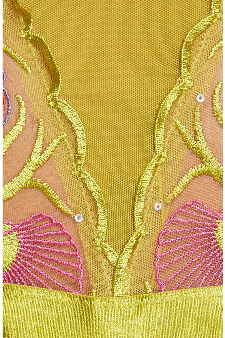 Embroidered Underwire Bodysuit, Alternate, color, SHELL EMBROIDERY/ CHARTREUSE