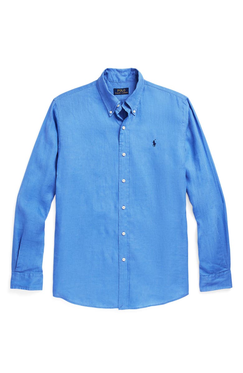 Polo Ralph Lauren Piece Dyed Linen Button-Down Shirt, Alternate, color, 