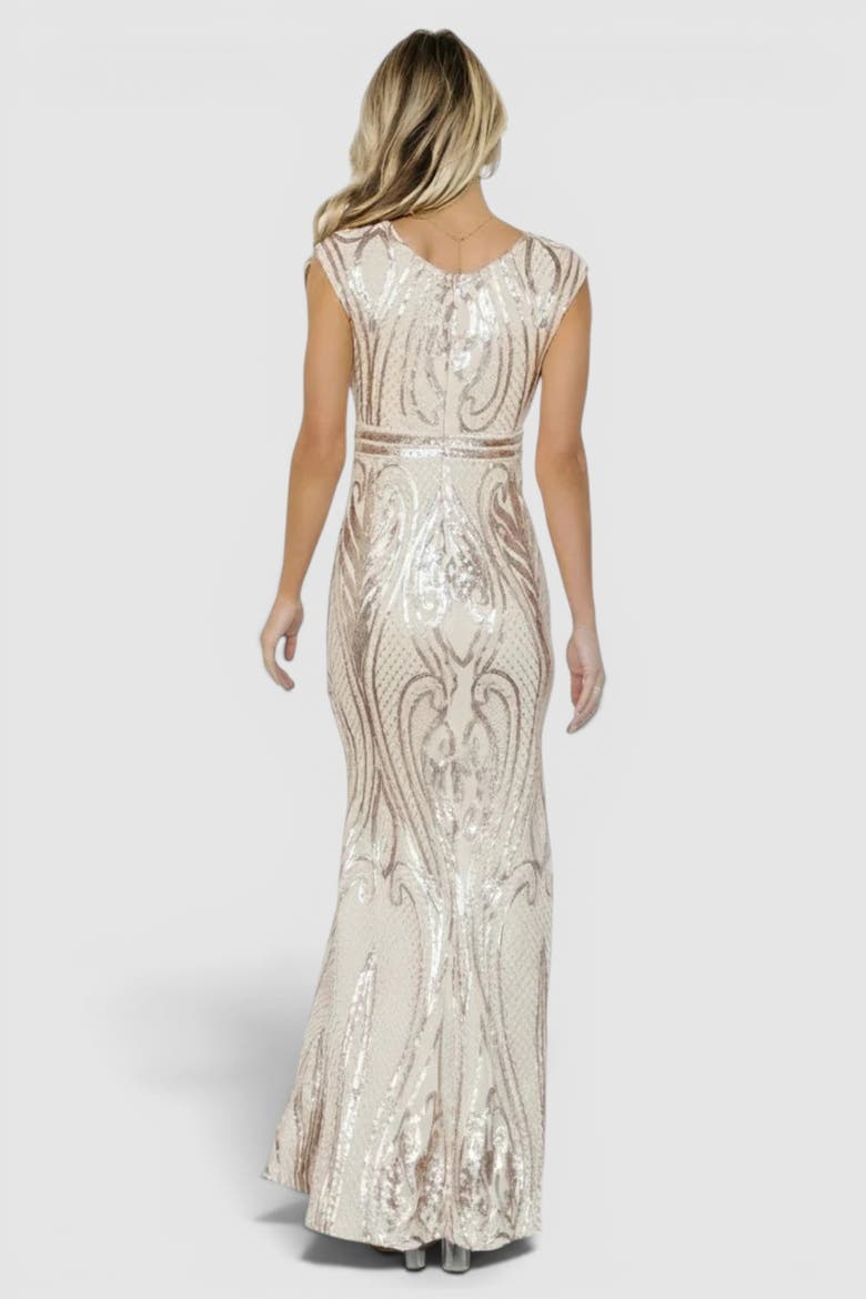 Alessia Sequin Gown, Alternate, color, Champagne