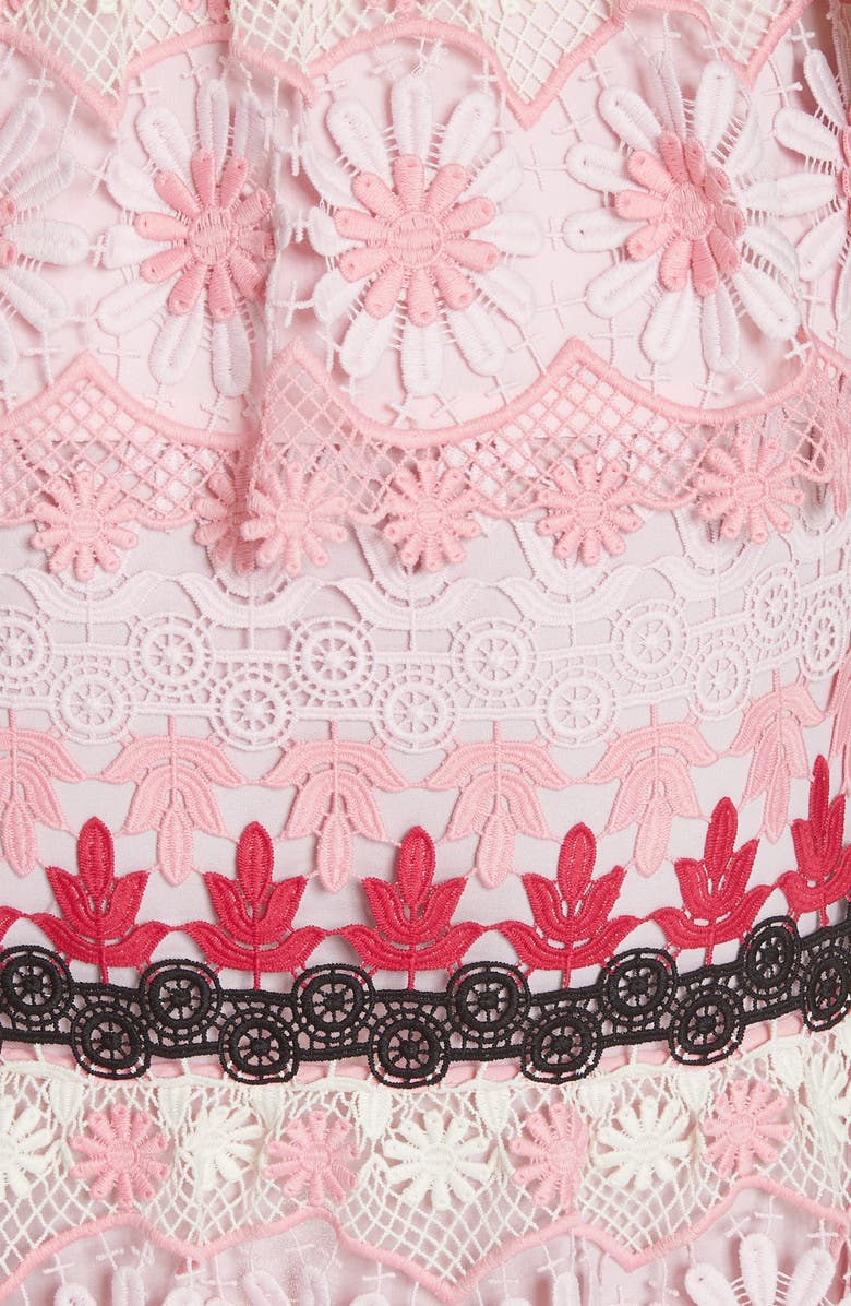 Self-Portrait Stripe Guipure Lace Minidress, Alternate, color,