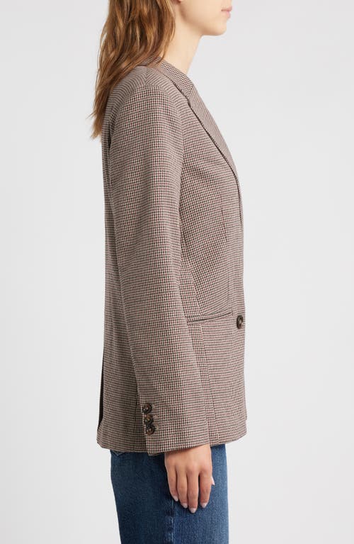 Mango Houndstooth Double Breasted Blazer In Brown