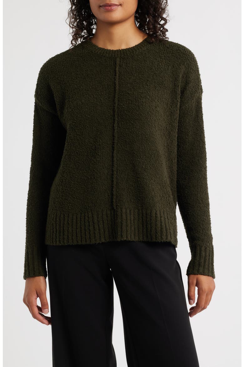 Crewneck Organic Cotton & Wool Blend Sweater, Main, color, WOODLAND