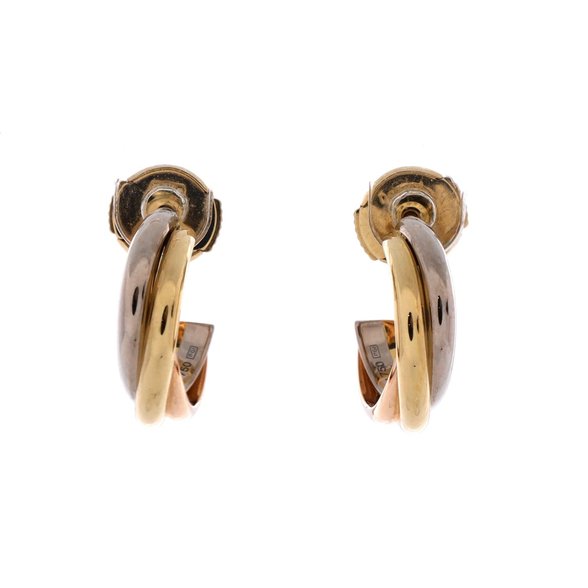 Trinity Hoop Earrings 18K Tricolor Gold 13mm, Main, color, Metallic Gold