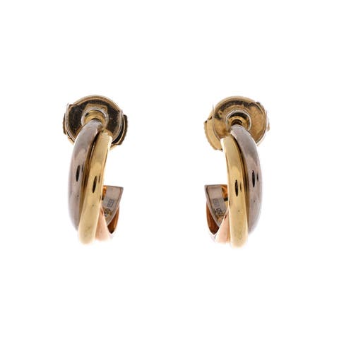 Trinity Hoop Earrings 18K Tricolor Gold 13mm