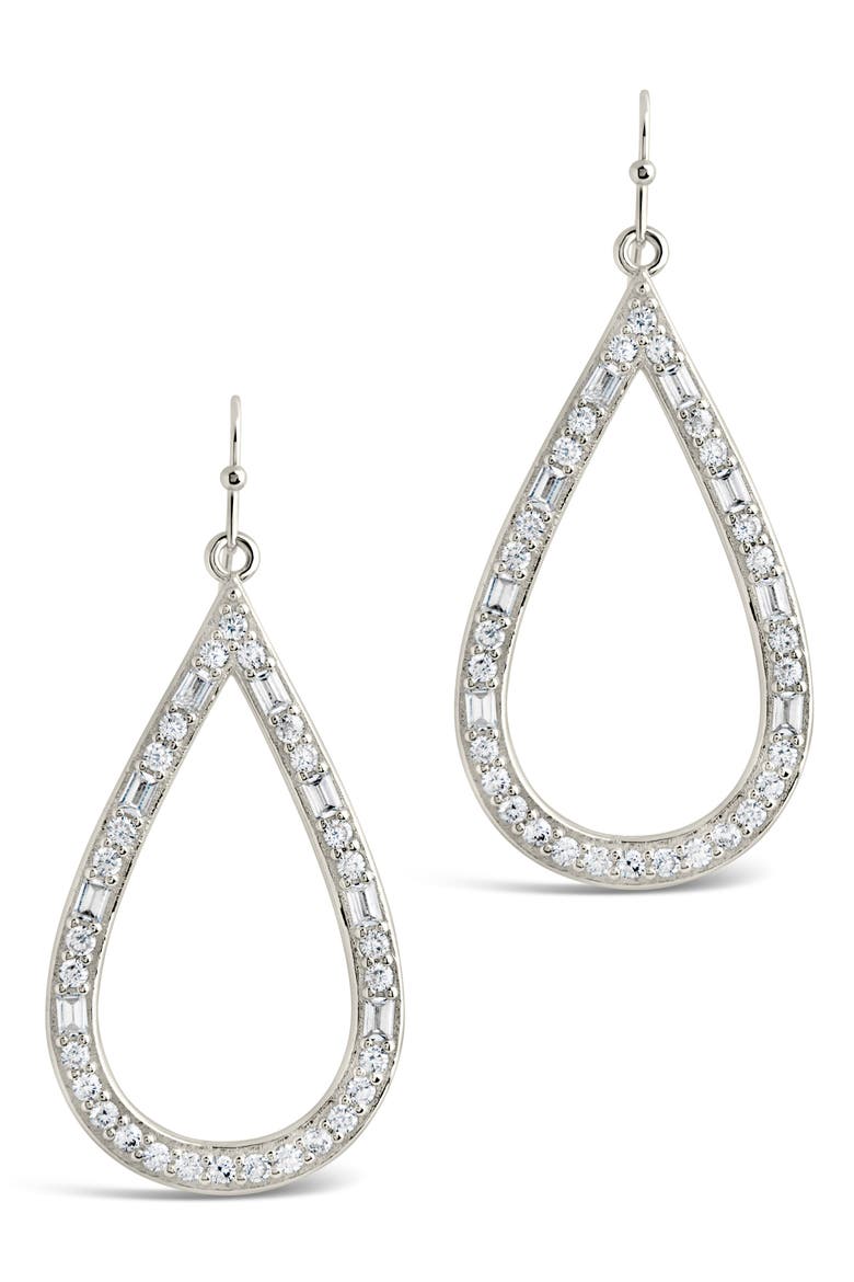 Evangeline Cubic Zirconia Teardrop Earrings, Alternate, color, SILVER