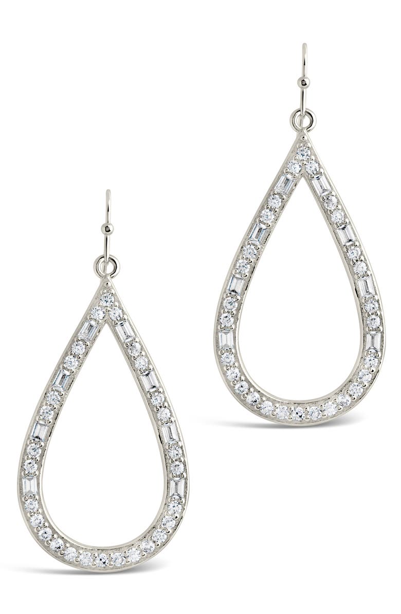 Sterling Forever Evangeline Cubic Zirconia Teardrop Earrings, Alternate, color, Silver