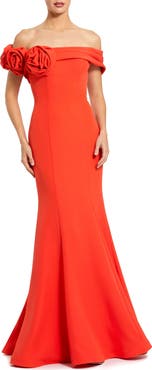 Mac Duggal Off The Shoulder Crepe Mermaid Gown