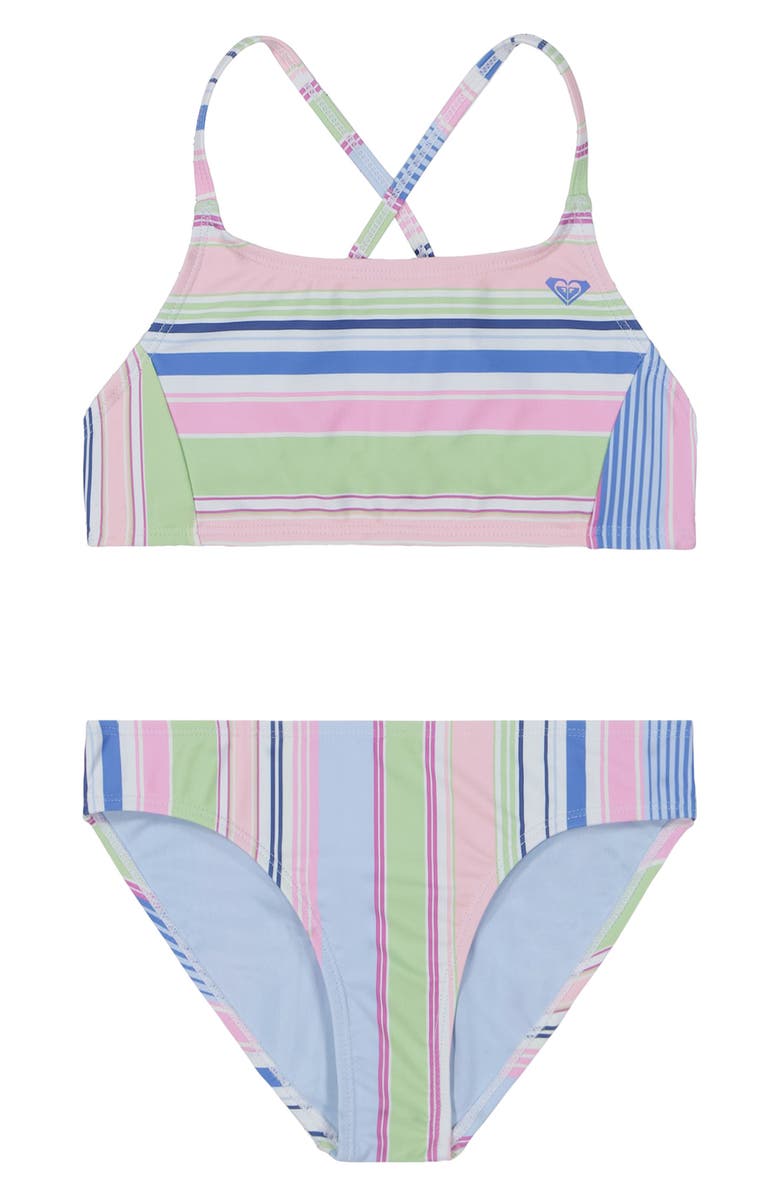 Roxy Kids' Salty Stripe Two-Piece Swimsuit, Main, color,