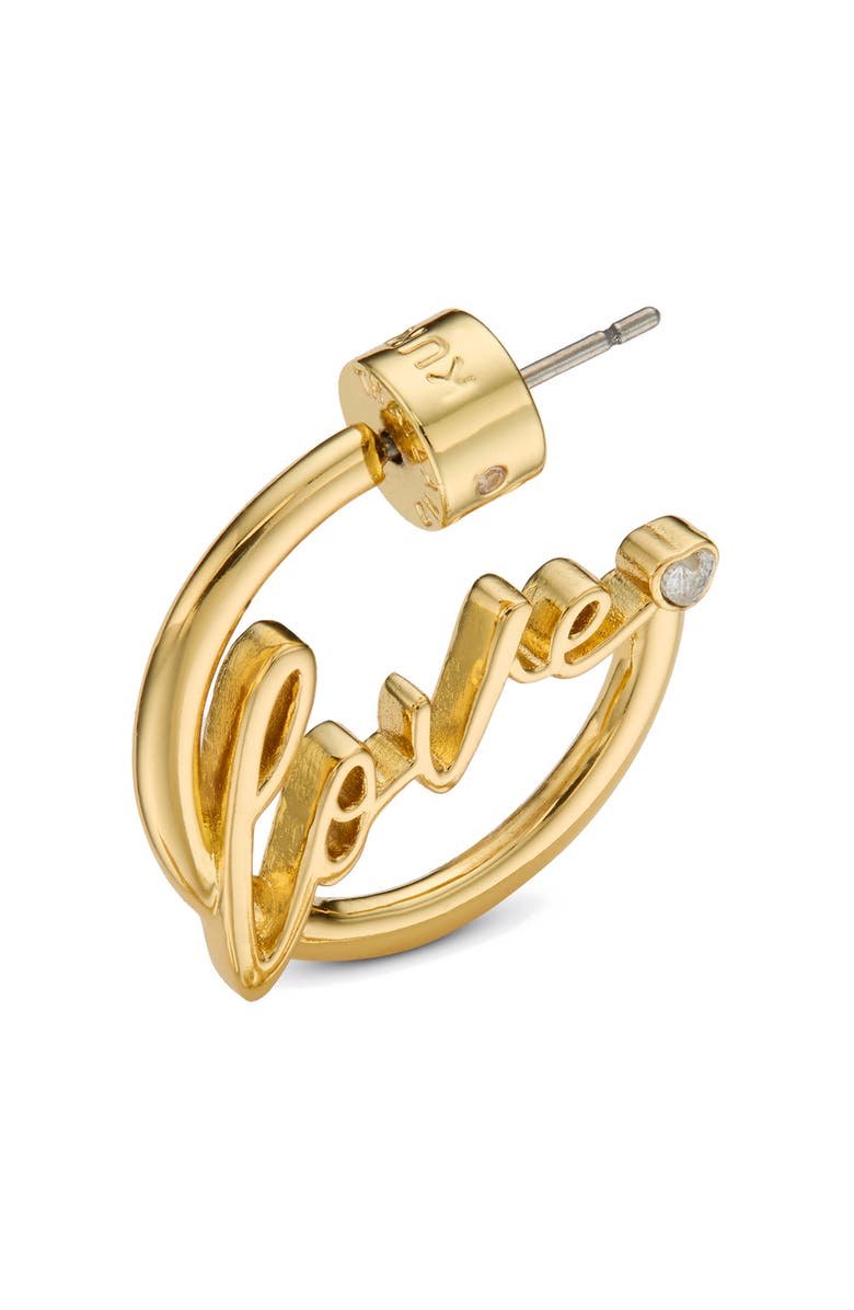 Kurt Geiger London Love Script Hoop Earrings, Alternate, color, Gold