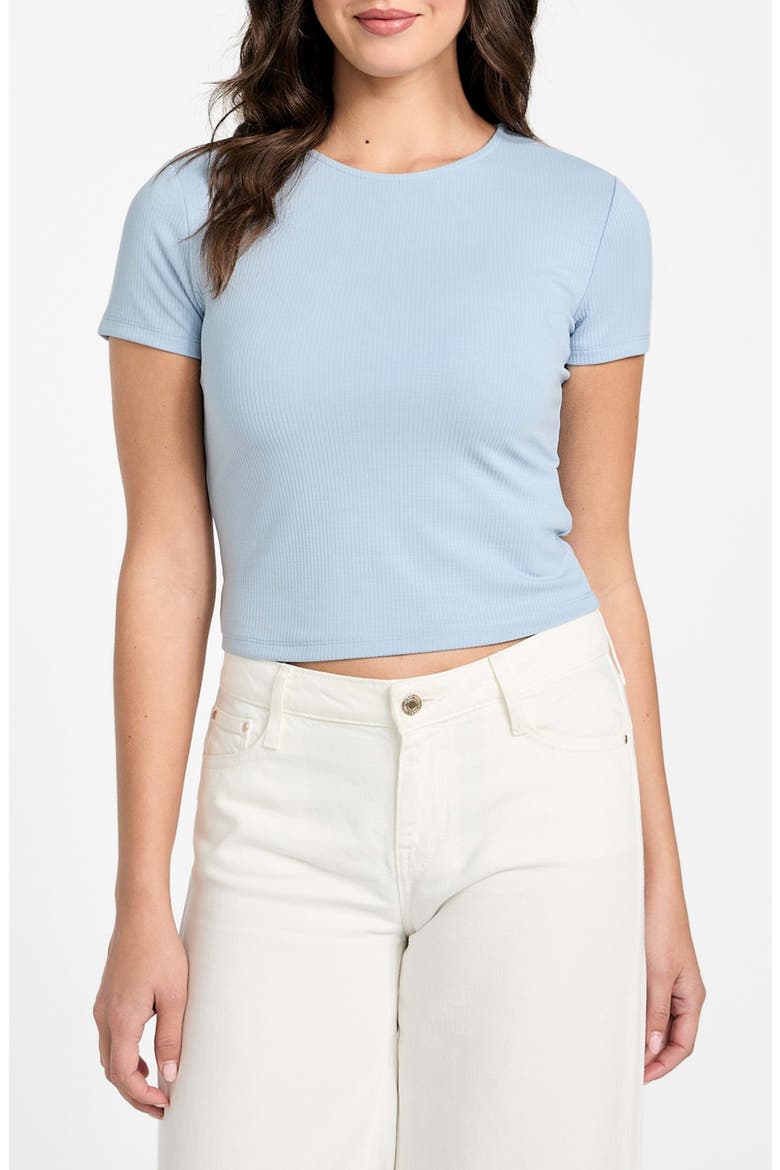 Terra Ribbed Crop T-Shirt, Main, color, CHANNEL BLUE