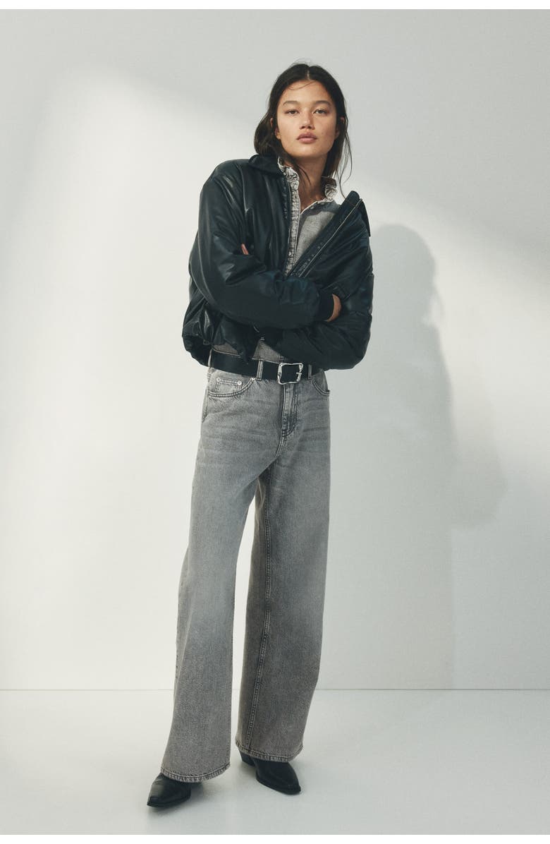 H&M Baggy Regular Waist Jeans, Alternate, color, Light Gray