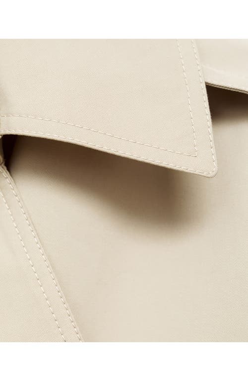 Mango Double Breasted Crop Trench Coat In Neutral