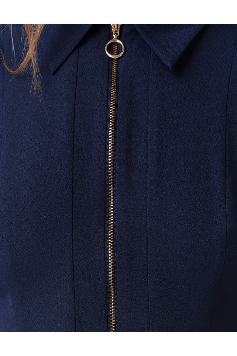 Haisley Collared Zip Front Midi Dress, Alternate, color, Navy