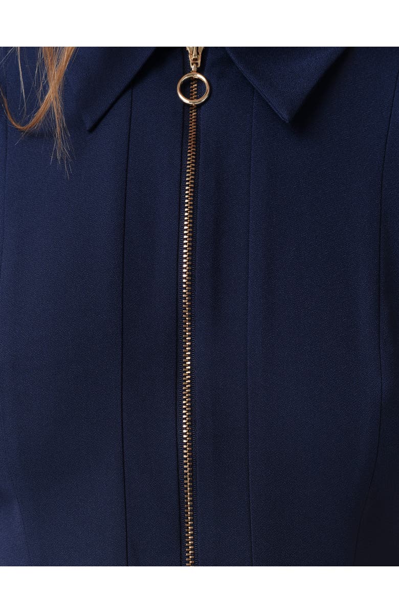Ghost London Haisley Collared Zip Front Midi Dress, Alternate, color, Navy