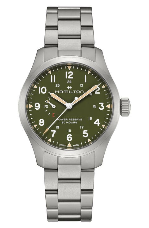 Khaki Field Mechanical Power Reserve Bracelet Watch, 40mm