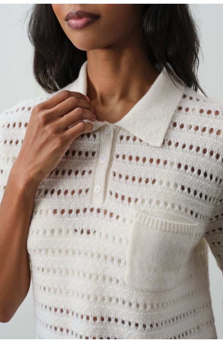 NAKED CASHMERE Yulia Crochet Polo, Alternate, color, Ecru