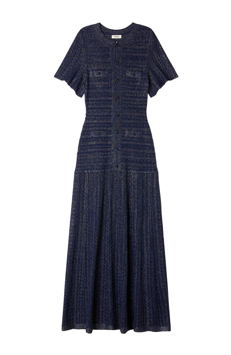 SANDRO Rhinestone knit maxi dress, Alternate, color, 