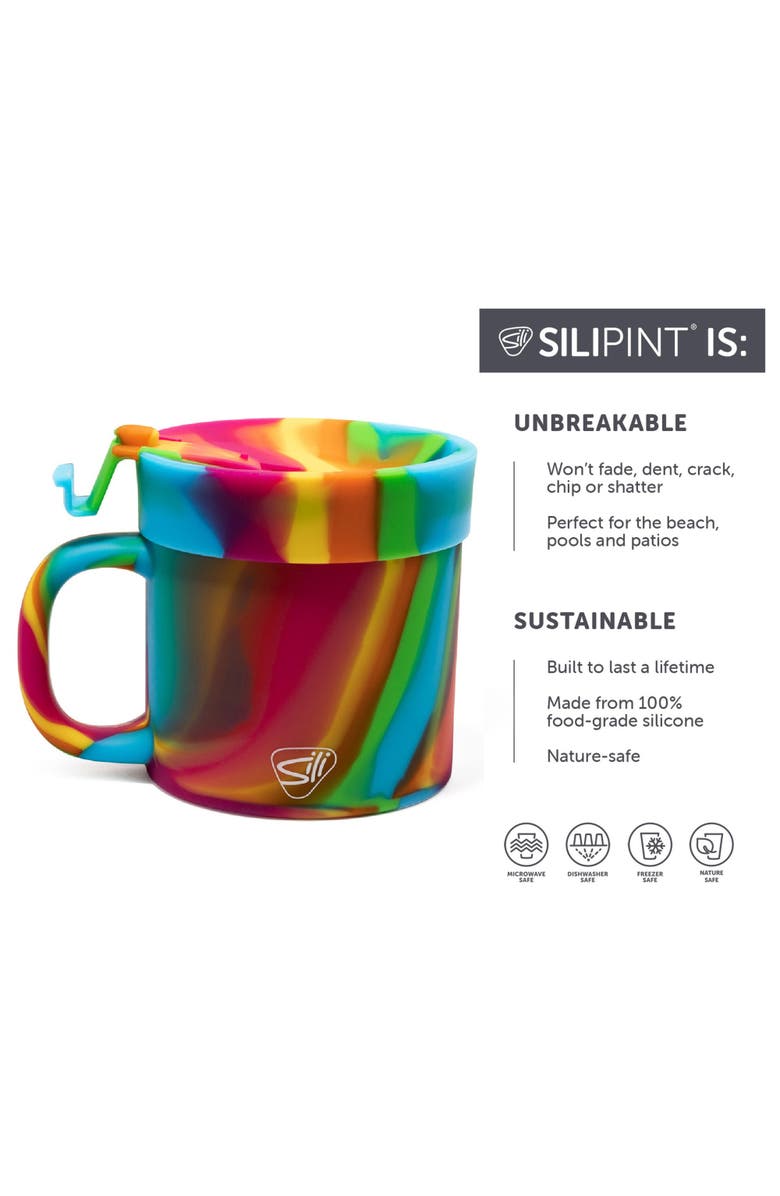 Silipint 2 Pack 16oz Silicone Coffee Mug W/ Lid, Alternate, color, Multicolored