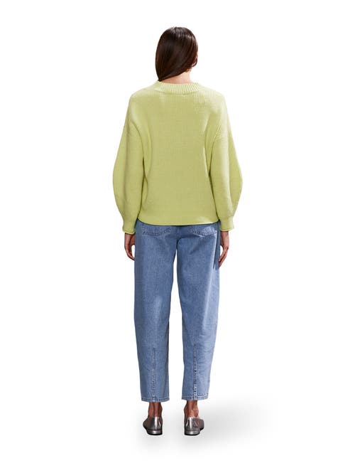 Ro&zo Long Sleeve V-neck Knit Sweater In Lime
