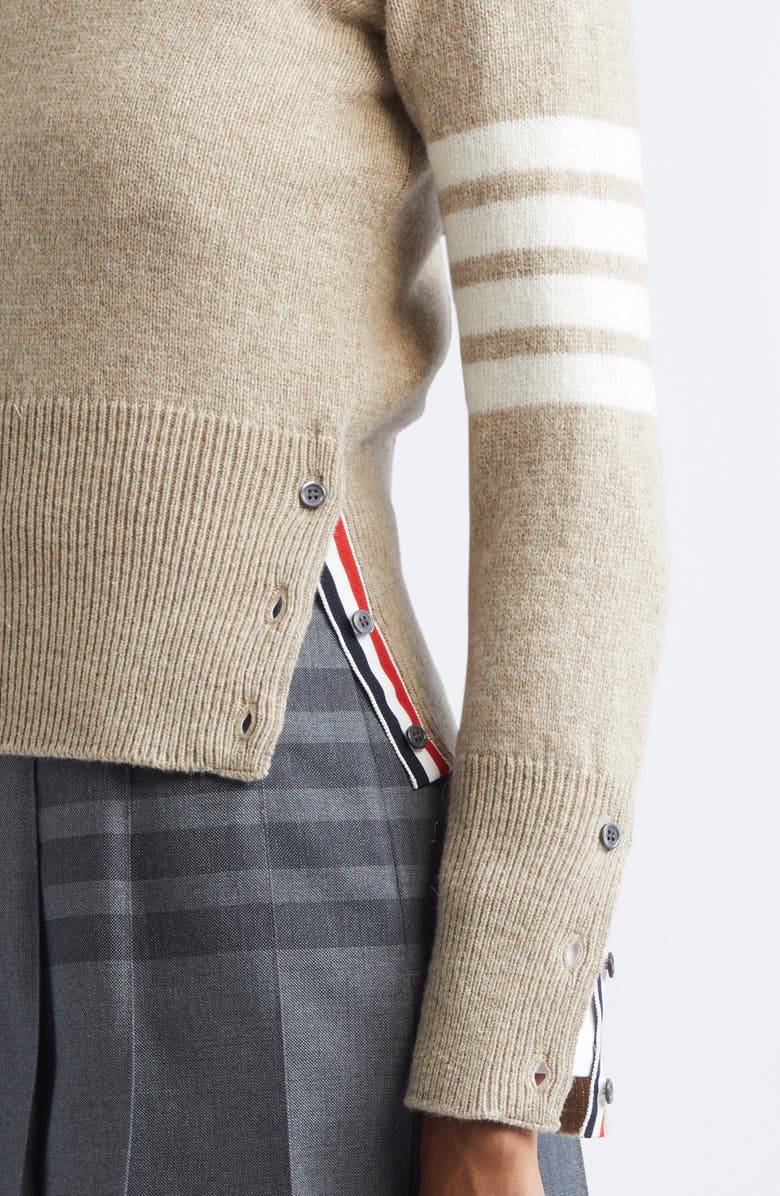 Thom Browne 4-Bar Wool Sweater, Alternate, color, Khaki