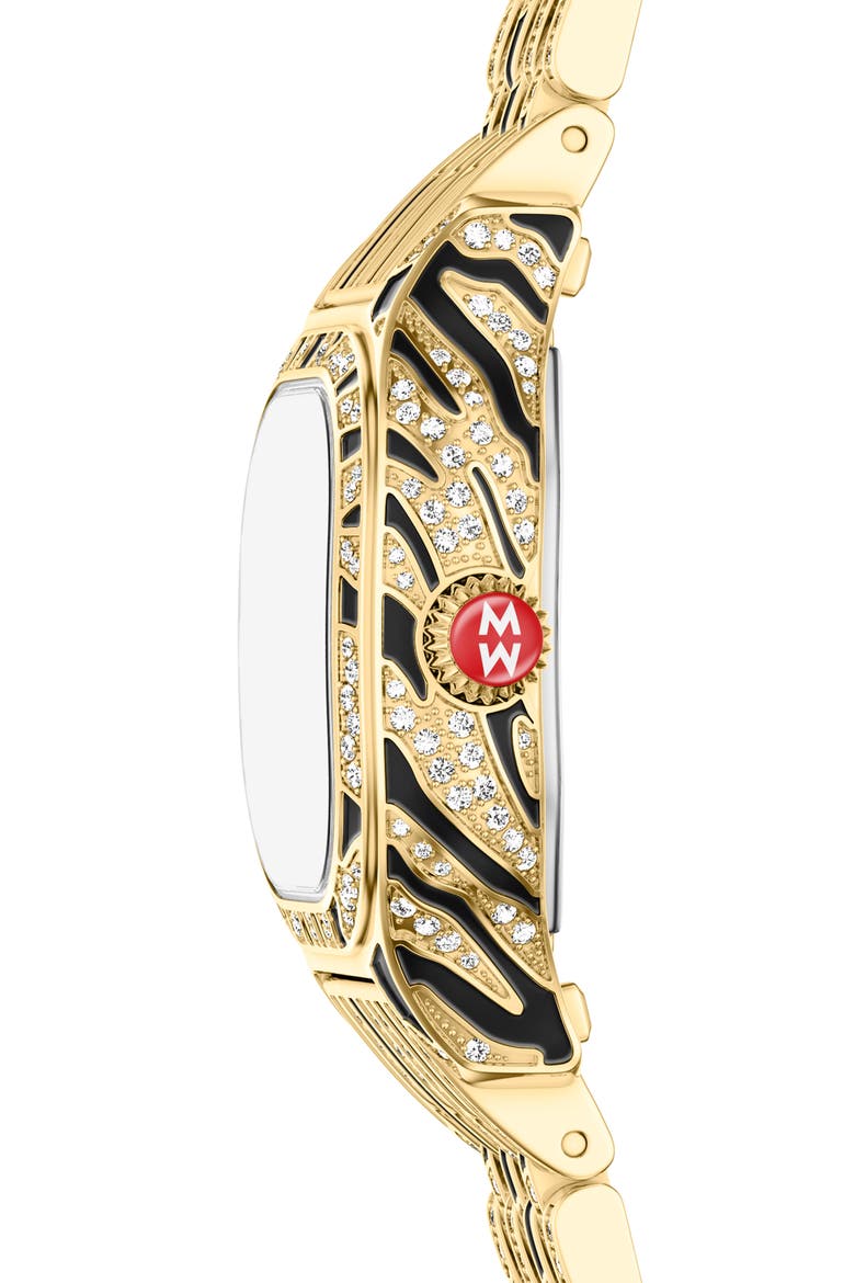 Mini Meggie Zebra Dial Diamond Bracelet Watch, 23mm x 25mm, Alternate, color, BLACK/ GOLD