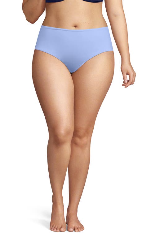 Lands' End Plus Size Mid Rise Classic Bikini Bottoms In Soft Cloud Blue