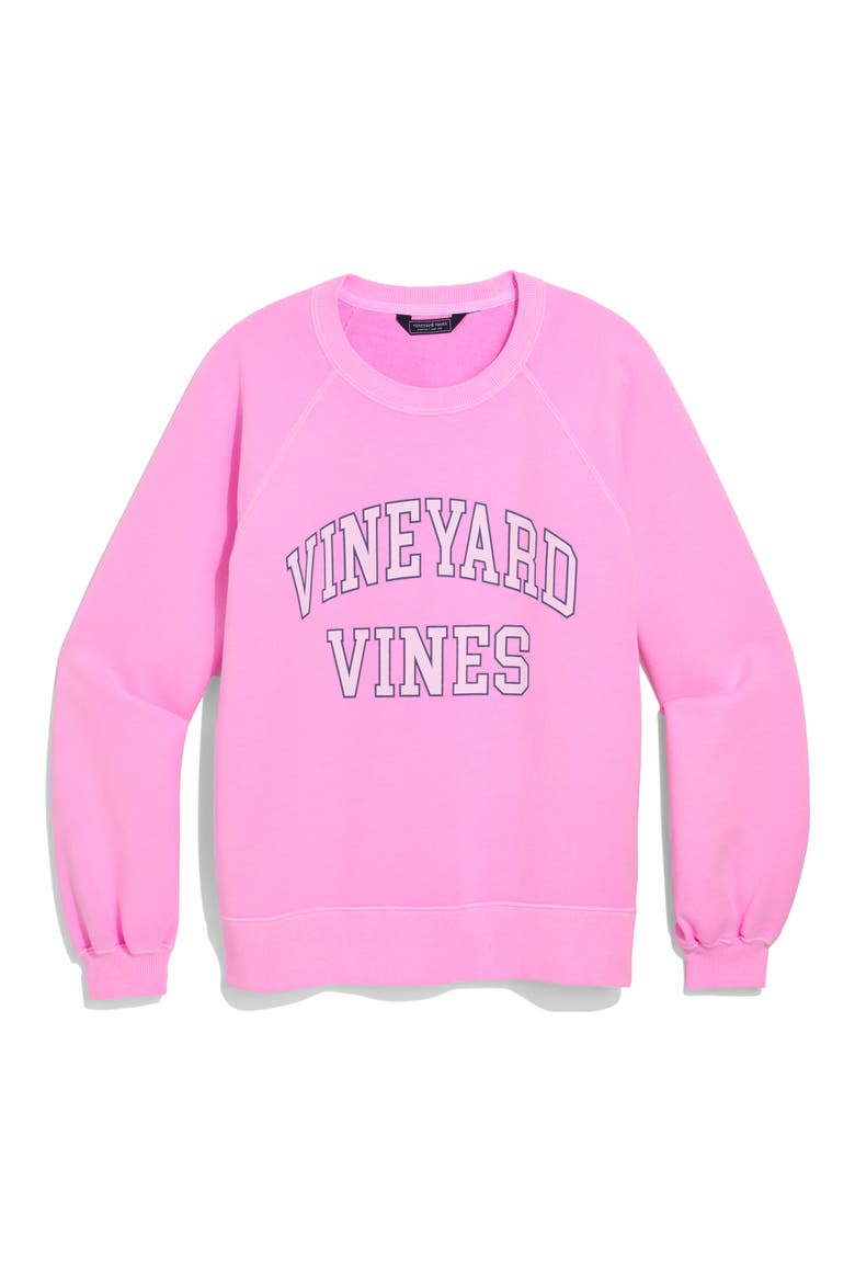 Terry Crewneck Cotton Sweatshirt, Alternate, color, NEON BLOOM